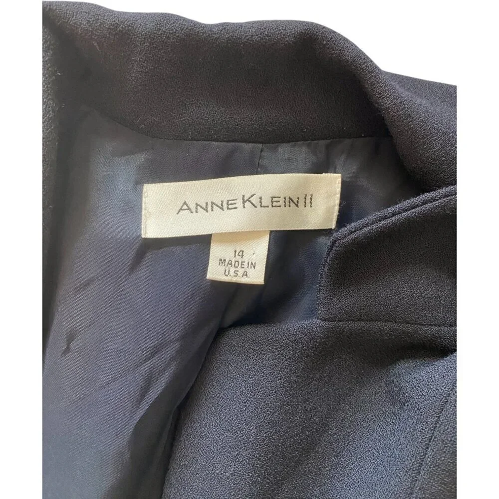 Vintage Anne Klein 100% Wool Double Breasted Blazer Size 14